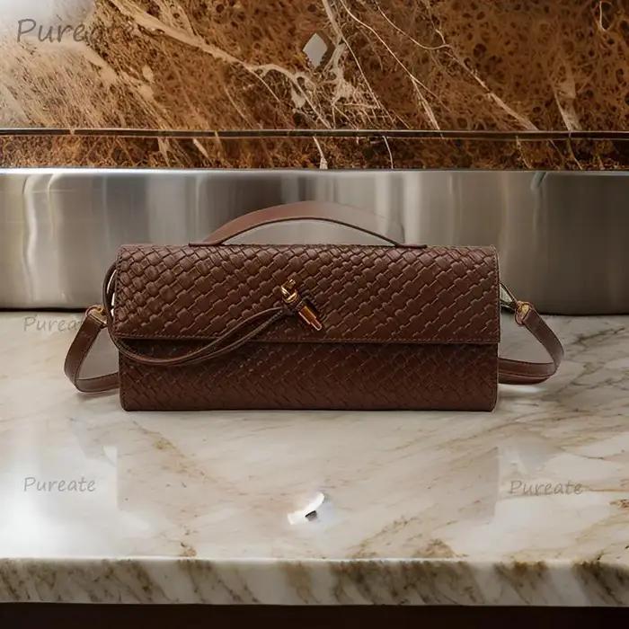 Sac messager tendance de couleur unie – Bandoulière unique en cuir vintage pour les déplacements, le