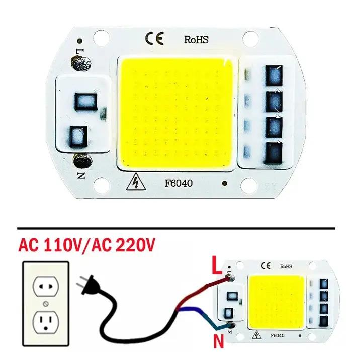 F6040 20W/30W/50W AC 220V COB Module LED puce Diodes lampe ampoule pour projecteur de mise au point