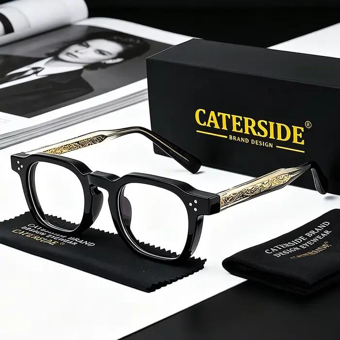 Lunettes carrées plates Caterside en plastique TR certifiées CE pour hommes et femmes avec motif rayé et design minimaliste pour toutes les occasions