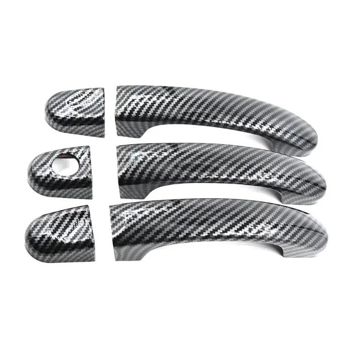 Couvercle de poignée de porte de voiture en fibre de carbone, noir brillant, garniture pour Volkswag