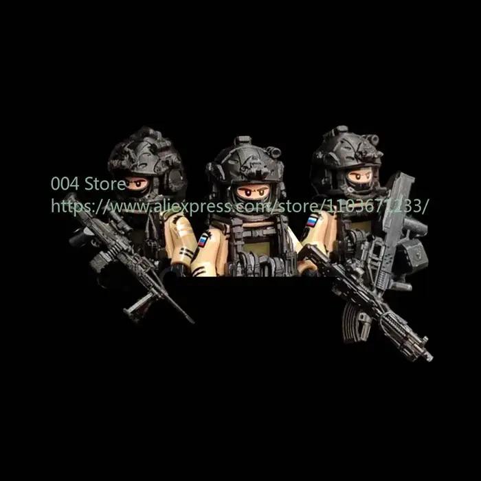 Figurines de forces spéciales militaires, blocs de construction, armes, tenue Ghillie, sniper, SWAT, Ghost, KSK, police, bandit, jouet pour garçon, cadeau F029