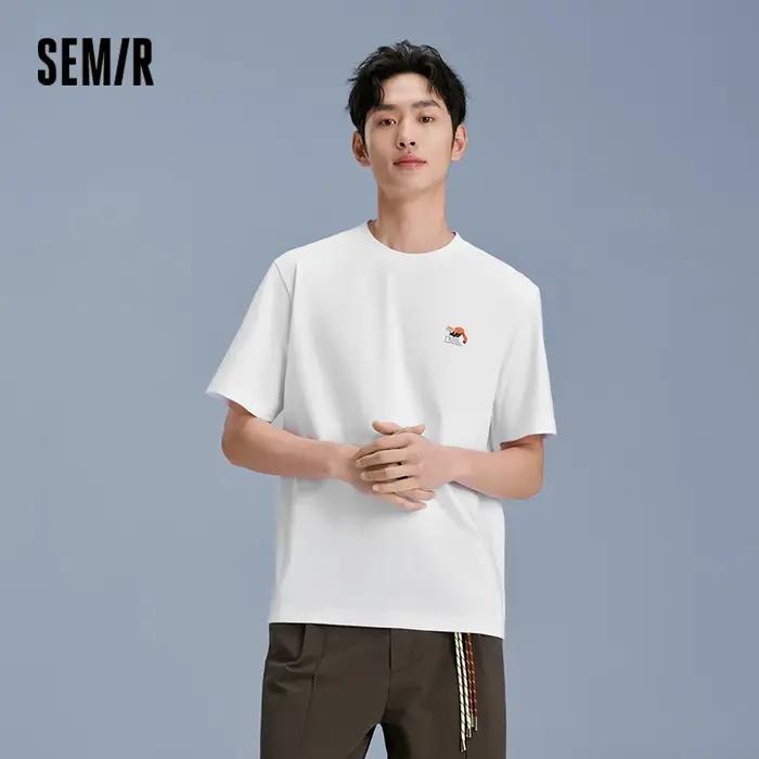 T-shirt Homme Semir 2026 Séchage Rapide Style Couple Brodé Nouvelle Arrivée Décontracté Doux Usage Q