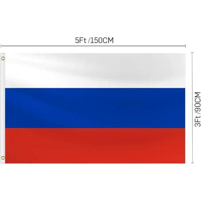 Drapeau russe imprimé suspendu en polyester pour extérieur, avec œillets en laiton, pour jardin, cour et patio occasions spéciales