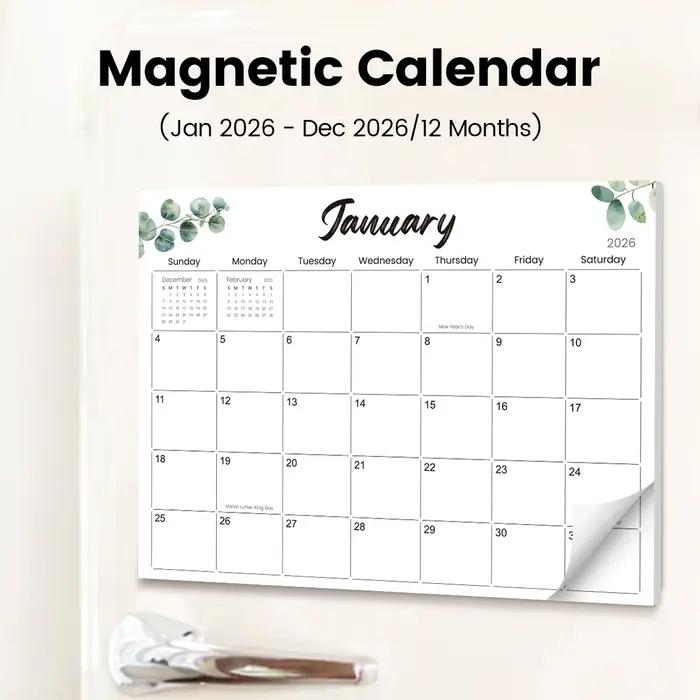 Calendrier magnétique 2026 pour réfrigérateur