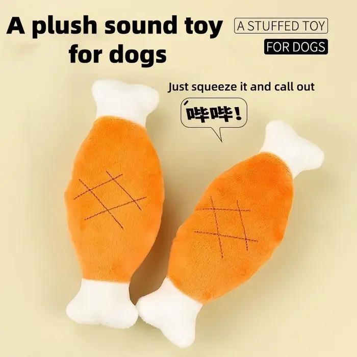 Lot de 3 jouets à mâcher en peluche douce et couineuse en forme de jambe de poulet pour chiens