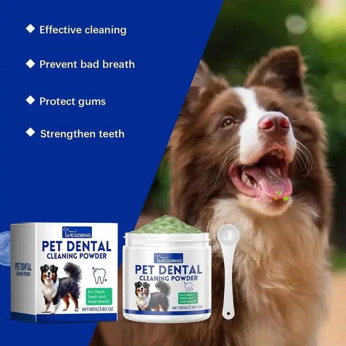 Poudre de nettoyage des dents naturelle pour chiens et chats prévention des maladies bucco-dentaires usage quotidien entretien facile haleine fraîche et dents saines