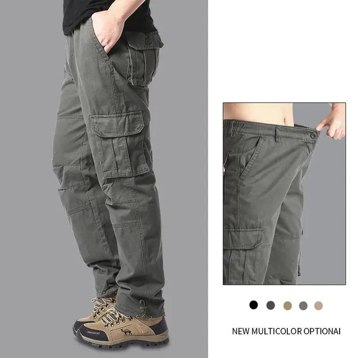 Pantalon cargo grande taille homme randonnée chasse - Taille élastique tactique jogger coton confort