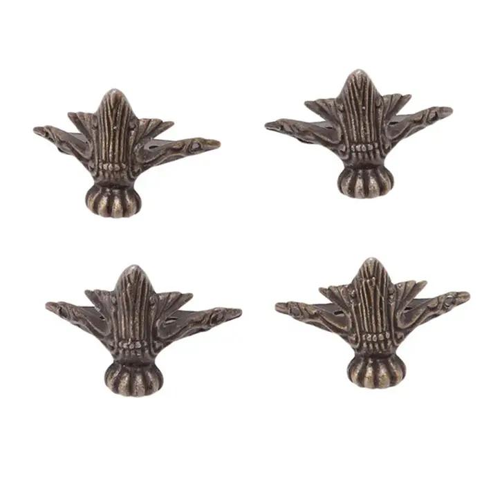 Coffre à bijoux en laiton antique, boîte en bois, pieds décoratifs, jambe, protecteur d'angle, décor