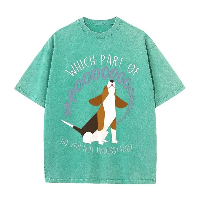 T-shirt graphique chien Basset Hound noir délavé style vintage 2026, avec impression de lettres amusantes sur le thème des animaux de compagnie, coupe oversize décontractée à manches courtes