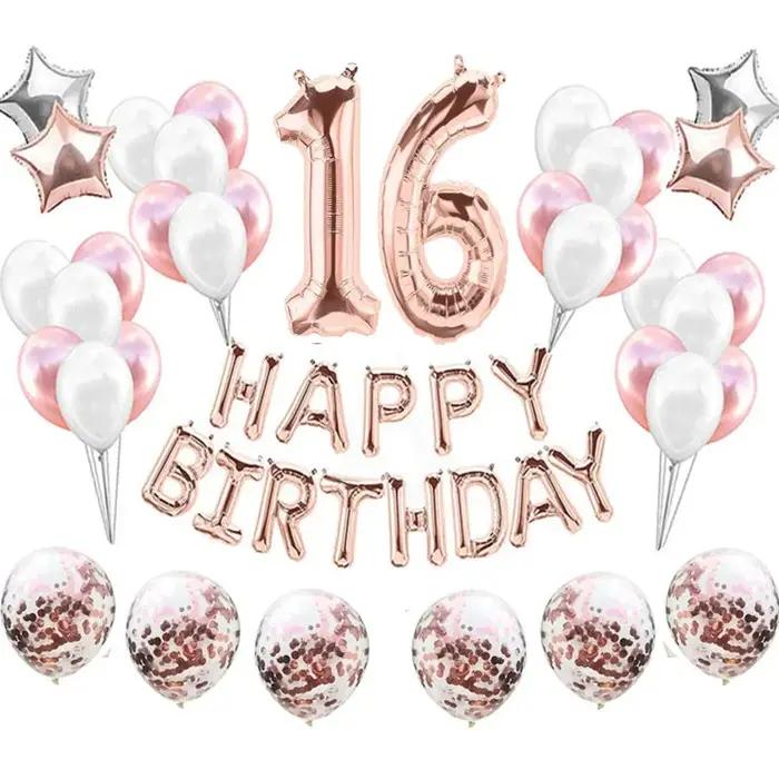 Ballons joyeux anniversaire en latex avec numéros dorés pour décorations festives d'anniversaire mariage et autres grandes occasions