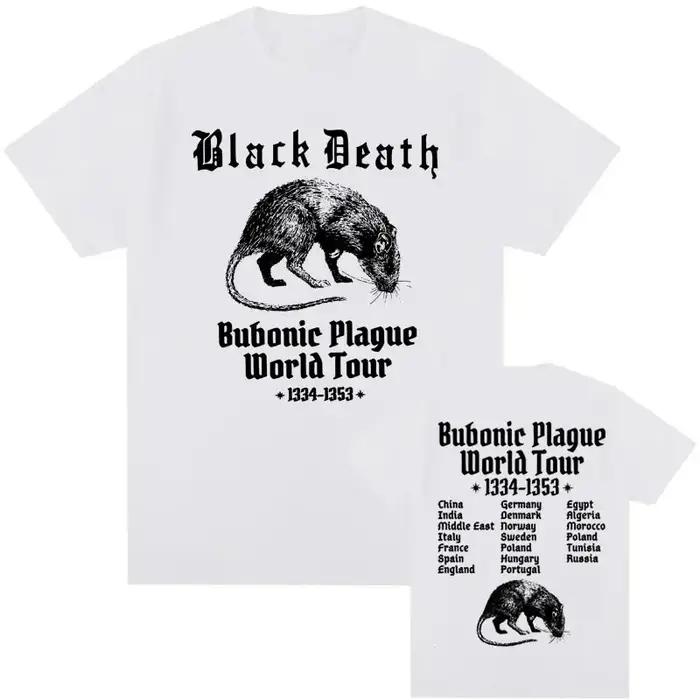 Bubonic World Tour 2024 t-shirts hommes femmes décontracté drôle Meme gothique T-shirt mode Vintage surdimensionné coton