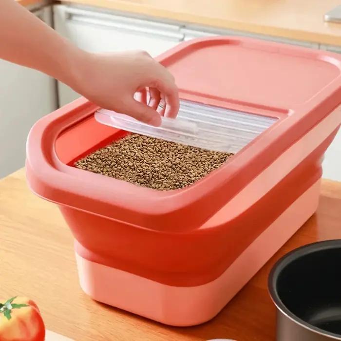 Boîte de rangement pliable pour nourriture pour chat et chien