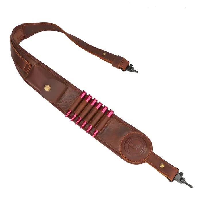 Tourbon chasse cuir pistolet bandoulière fusil fronde avec porte-munitions pour calibre.30-30.308.30-06