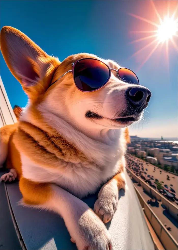 Chien portant des lunettes de soleil affiche et image plage soleil confortable mur Art toile peintur