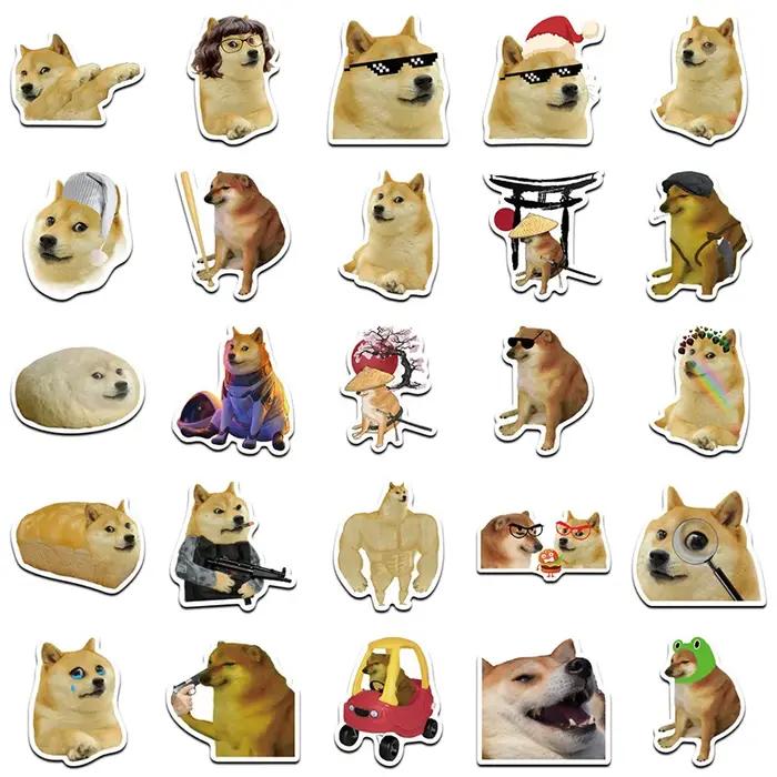 50 pièces Meme chien autocollant drôle