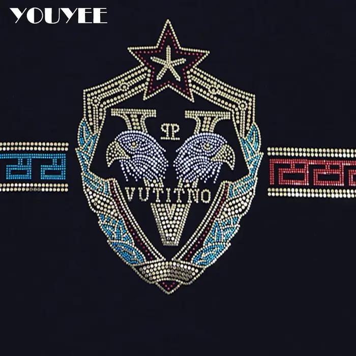T-shirt lettre aigle pour hommes, t-shirts ajustés pour hommes, vêtements de mancommuniste filetées, diamant chaud, personnalité de la mode, nouveau créateur, été 2022
