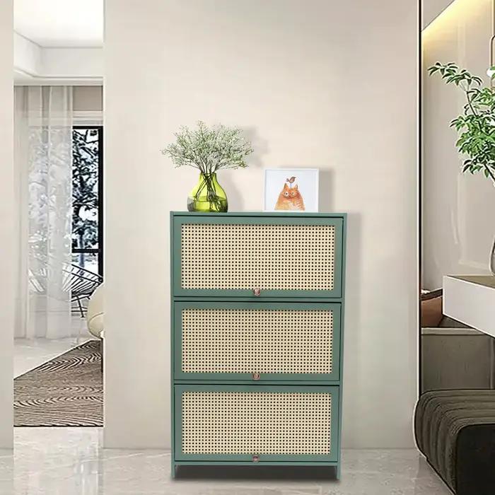 Armoire de Rangement de Chaussures en Bambou de Grande Capacité, à 6 Niveaux, de Couleur Verte