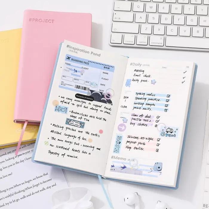 Journal GO 100 feuilles de poche hebdomadaire planificateur mensuel annuel Plan cahier couverture souple enregistrement