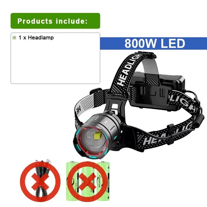 1000000LM lampe frontale puissante 800W Led capteur tête