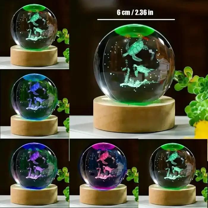 1 pièce cadeau boule de cristal tortue 3D, veilleuse de style statue animale, cadeau d'anniversaire,