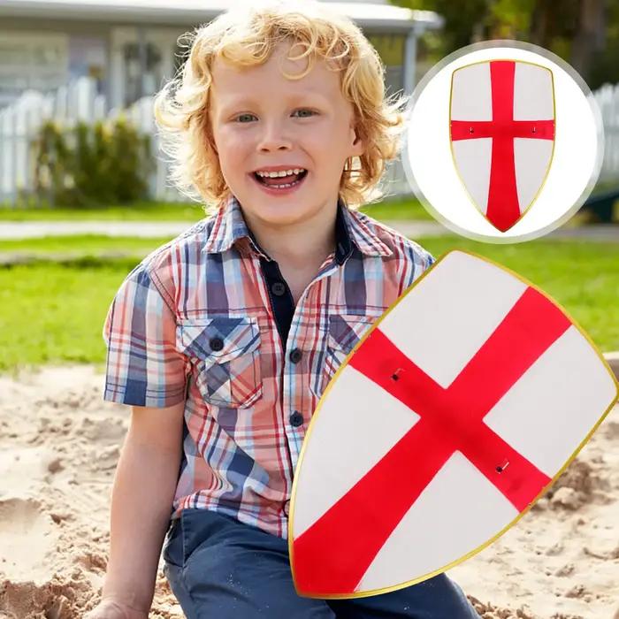 Bouclier en plastique rouge pour enfants jouets de chevaliers et soldats occasions spéciales jeux de rôle et cosplay