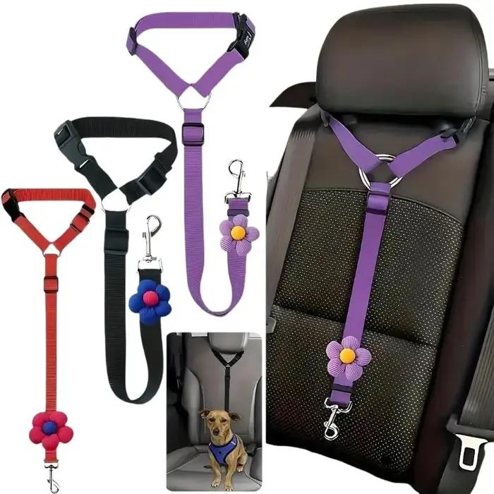 Ceinture de sécurité pour chien harnais de retenue pour déplacements en voiture laisse réglable pour chiens de petite taille moyenne et grande taille sécurité en voyage occasions spéciales cadeau pour animal de compagnie