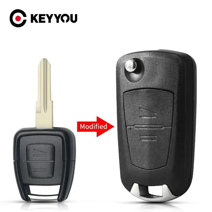 KEYYOU – coque de clé de voiture pour Vauxhall, Opel Astra, Vectra, Zafira, 2 boutons, pliable, télé