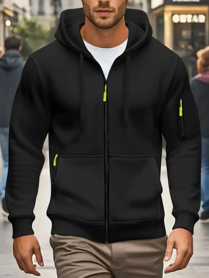 Hommes automne et hiver nouveaux sweats à capuche à manches longues sweat poche fermeture éclair con