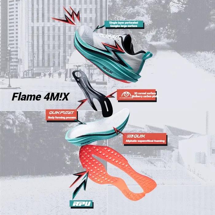 361 degrés flamme 4.0 MIX hommes chaussures de course plaque de carbone course Marathon rebond Stabl
