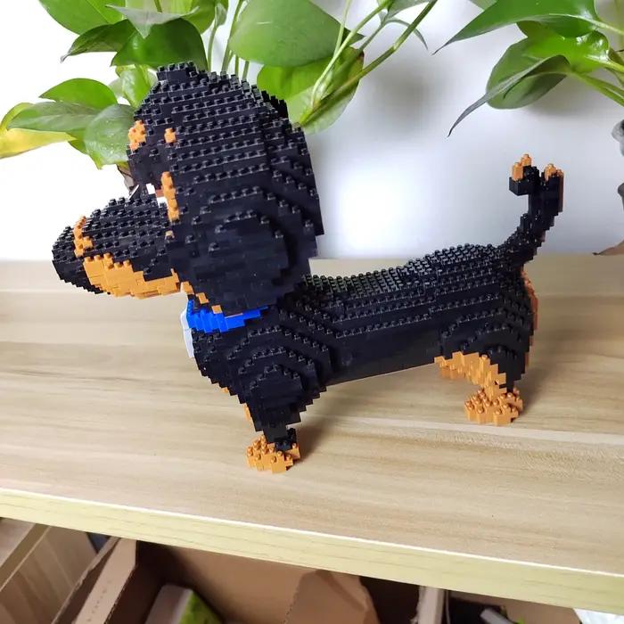 Décoration intérieure miniature teckel modèle compagnon de jeu animaux de compagnie micro-blocs construction puzzle éducatif cadeau fille ornement do it yourself