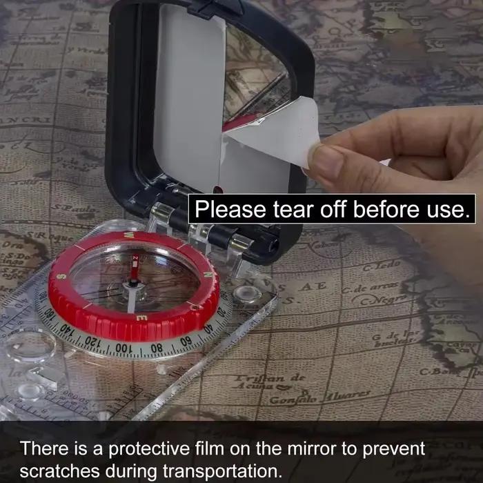 Boussole de visée à miroir inclinable réglable avec veilleuse pour randonnée lecture carte camping survie chasse alpinisme