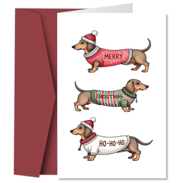 Carte de vœux de teckel de Noël