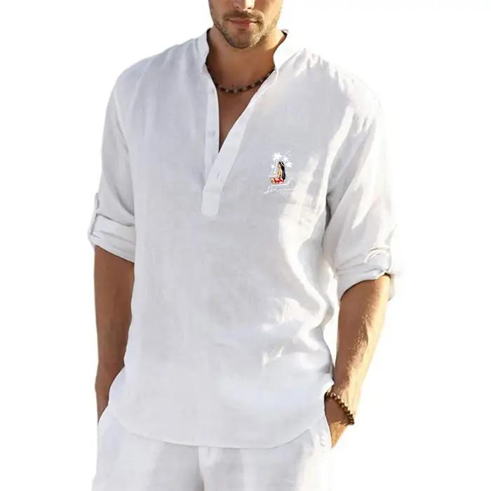 Chemise à Manches sulfen Coton et Lin pour Homme
