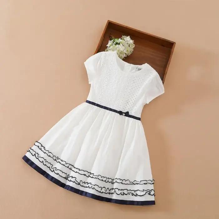 Robe d'été en coton à col rond fleuri pour enfants princesses occassions spéciales mariage événements festifs 4-6 ans