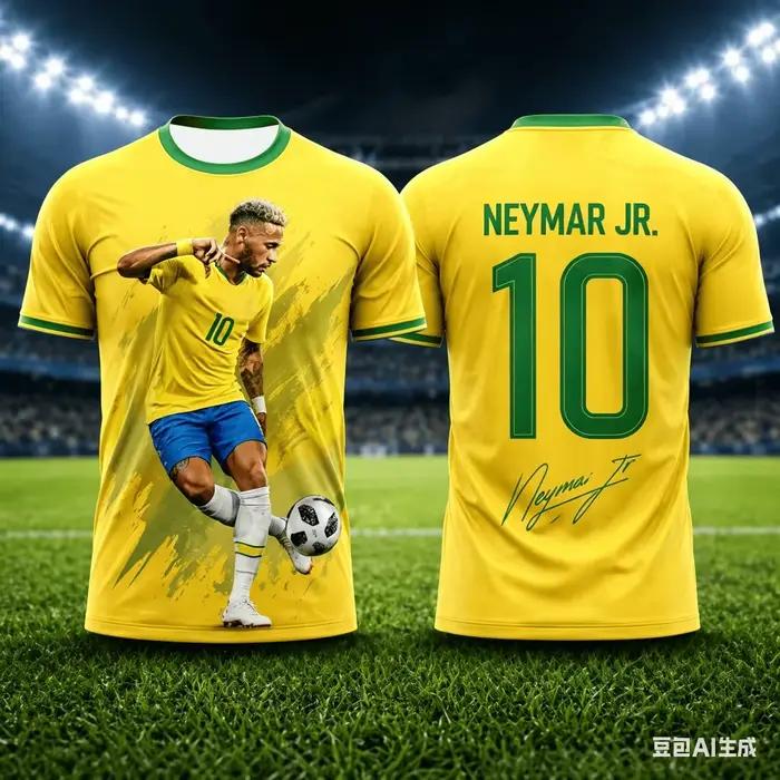 Numéro de l'équipe nationale du Brésil Maillot de football Neymar pour 10 joueurs, T-shirt sportif p