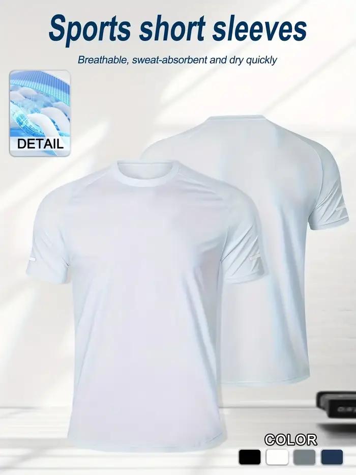 Vêtements de Fitness, T-shirt de sport à manches courtes en soie glacée pour hommes