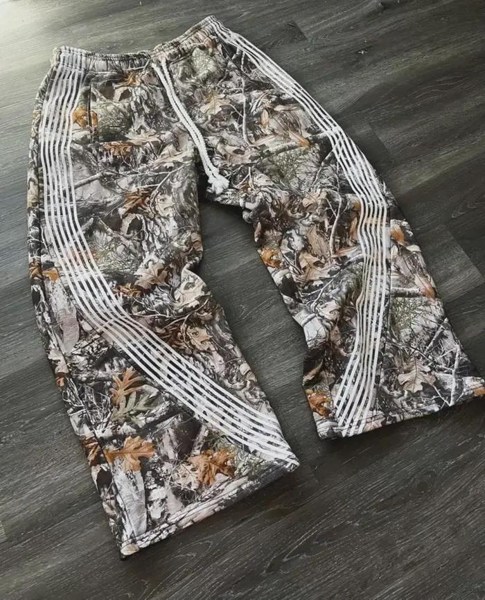 Pantalon cargo jogger camouflage feuille unisexe pour chasse tactique décontracté et élégant quatre saisons ajustement lâche tricoté