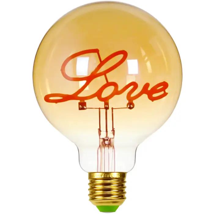 Ampoule Edison rétro à intensité variable E27, 220V, 110V, 4W, G95, lettre d'amour, décoration de ma
