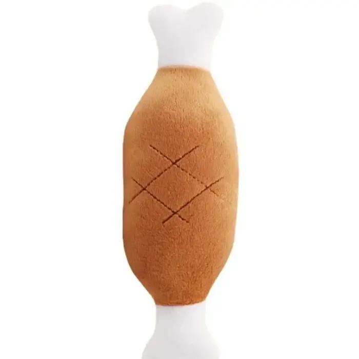 Jouet en peluche en forme de jambe de poulet grinçant pour chiens et chats de toutes tailles pour des heures de jeu sécuritaire et amusant