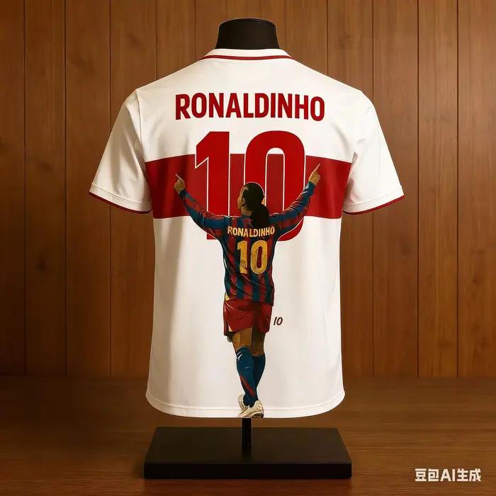 Barca Stripe Ronaldinho # 10 maillots de football imprimés, t-shirts confortables et respirants, ten