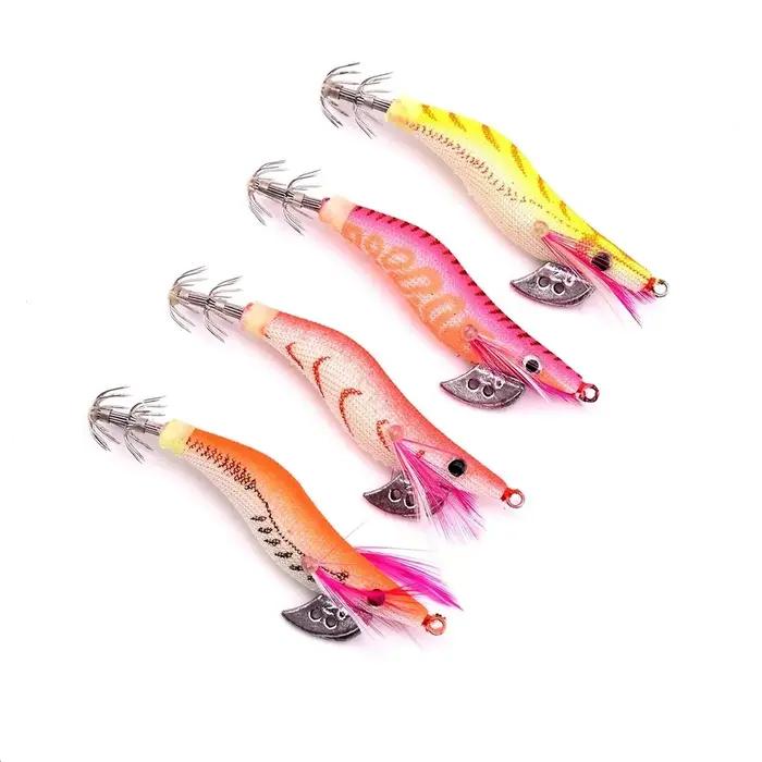 Leurres de pêche enveloppés de crevettes, appâts de poulpe ShriAJWood, hameçons de pêche au calmar,