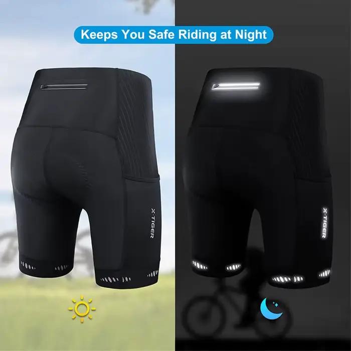 X-TIGER Hommes Cyclisme Shorts avec Poche Arrière 5D Gel Rembourré Vélo Shorts pour Hommes Montagne