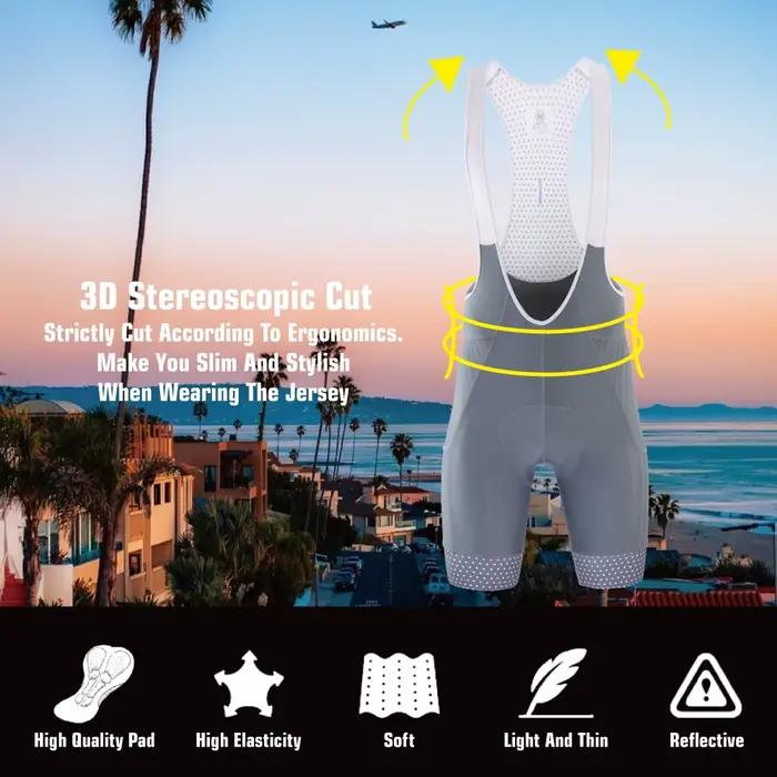 KEMALOCE cuissard de cyclisme avec poches latérales homme bleu & gris & rouge short de vélo Gel Pad