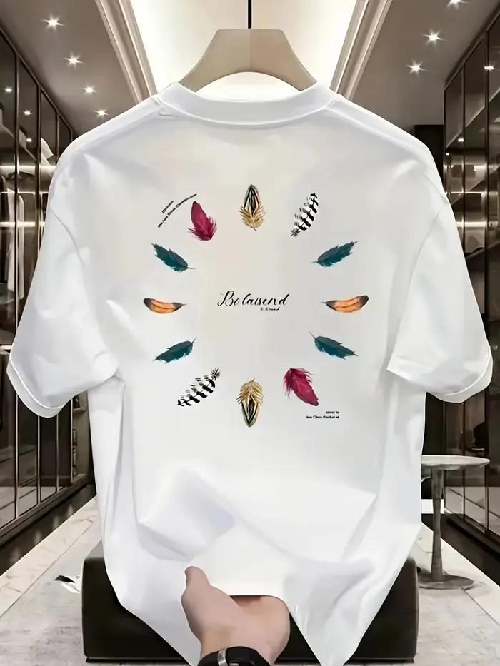 T-shirt pour homme style bohème avec imprimé _feather Wheel_