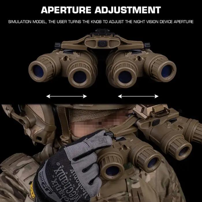 Simulation GPNVG-18 NVG modèle factice version basculante - Jumelles vision nocturne 4 tubes pour casque tactique