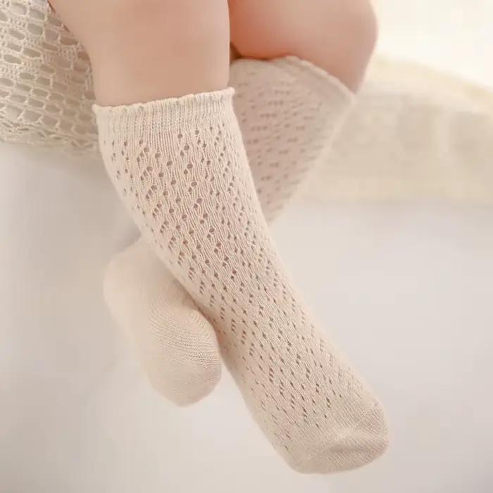 Chaussettes princesse en maille douce pour bébés filles, chaussettes hautes en coton pour tout-petit