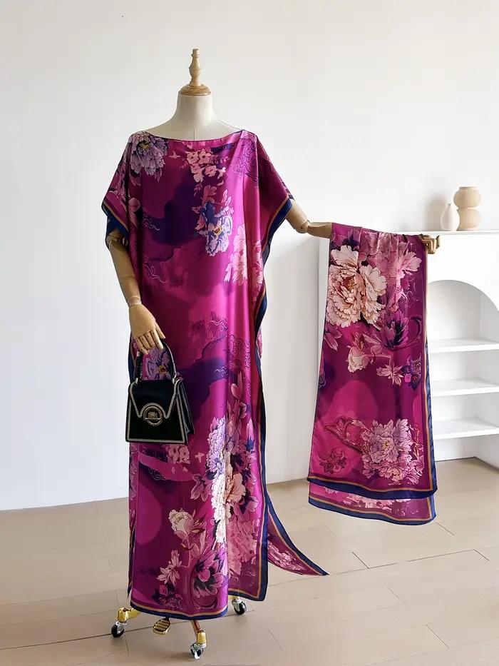 Robe longue décontractée africaine pour femme avec grand foulard, abaya ample, caftan, robe musulman