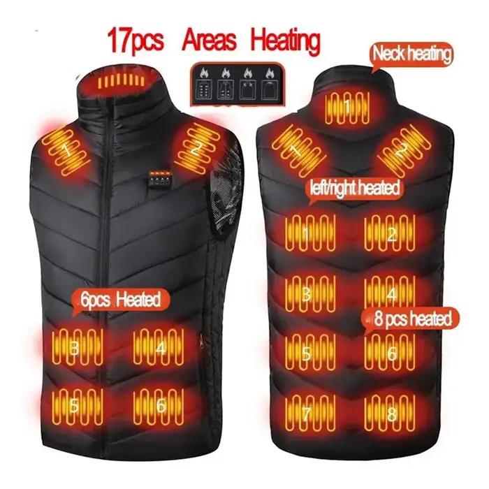Hommes USB infrarouge 17 zones de chauffage gilet veste
