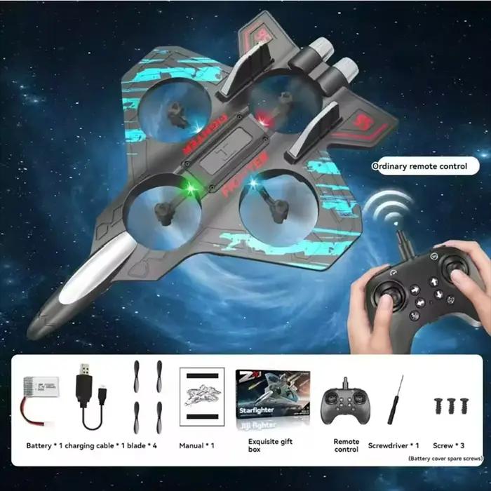 Avion de combat télécommandé en mousse avec figures acrobatiques et lumières colorées pour adolescents et adultes occasions spéciales