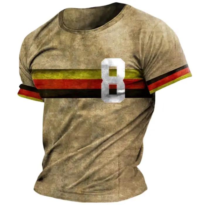 T-shirt à manches courtes et col rond pour homme, streetwear, été, taille 5XL, polyester et élasthanne, respirant et évacuant l'humidité, pour les activités quotidiennes et les sorties entre amis